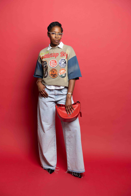 BottleCap Boys Wavy Navy Cropped Crewneck