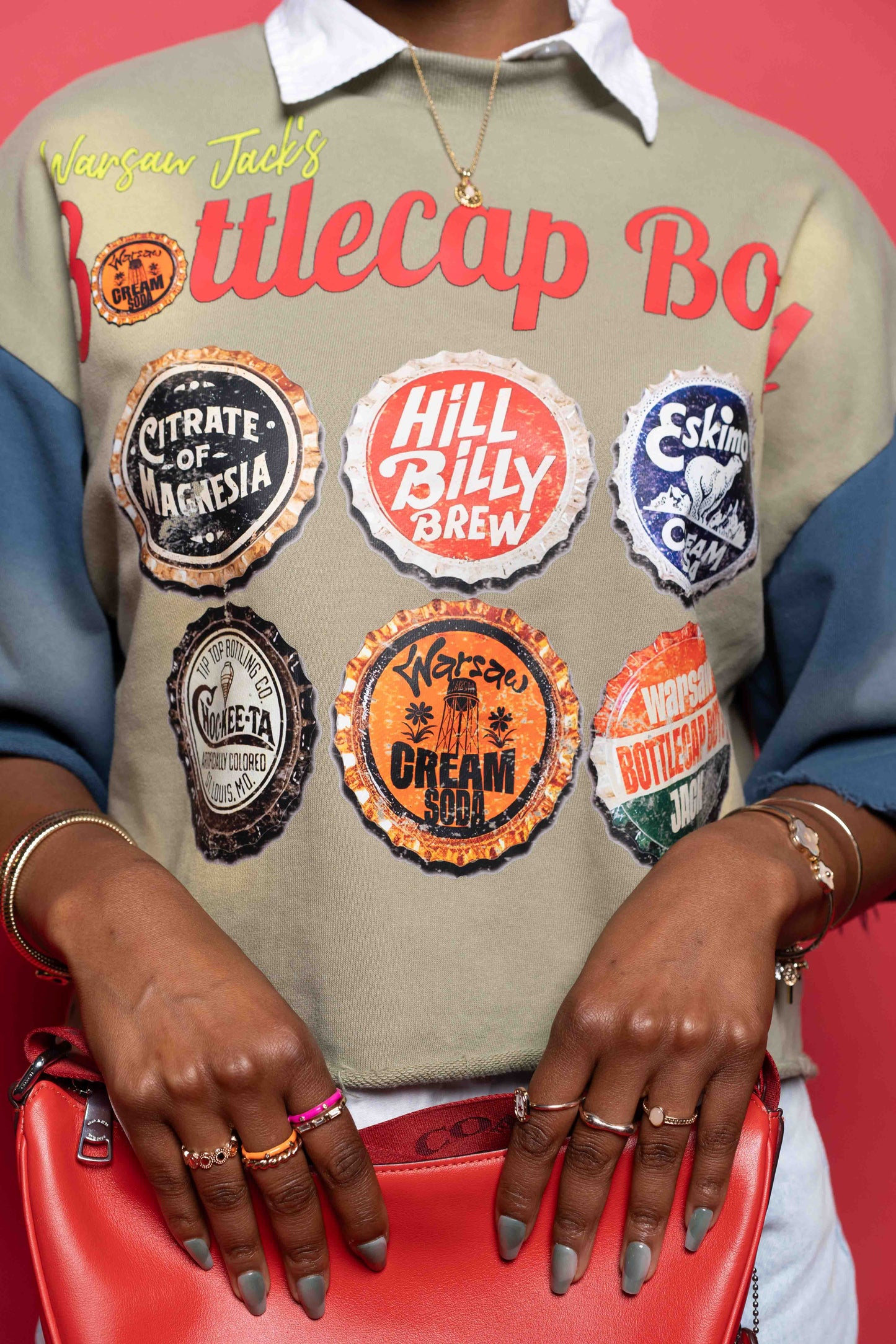 BottleCap Boys Wavy Navy Cropped Crewneck